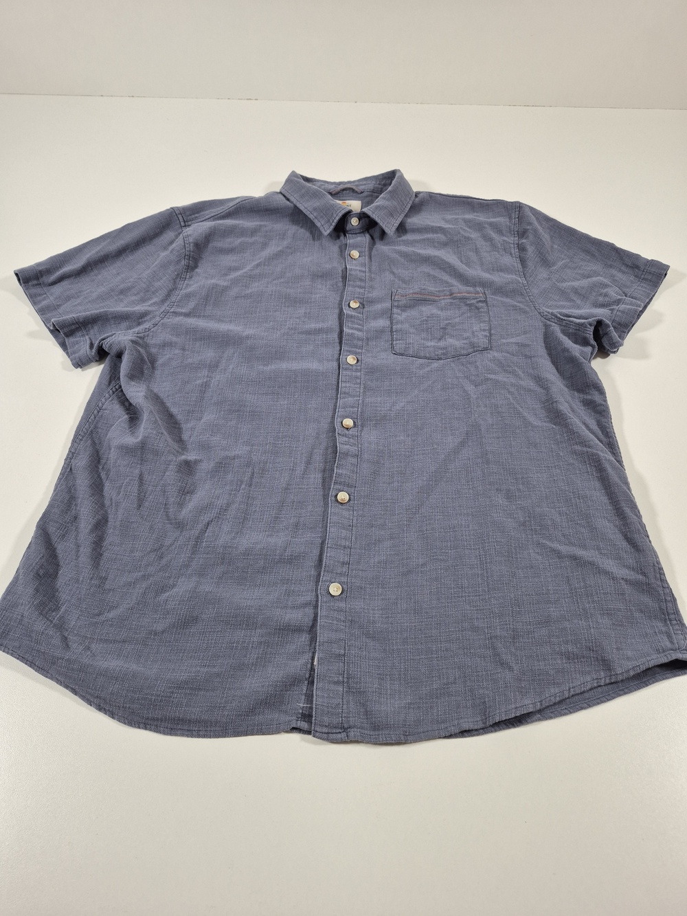 Marine Layer Shirt Mens XL Blue Solid Short Sleeve Button Up Stretch Casual
